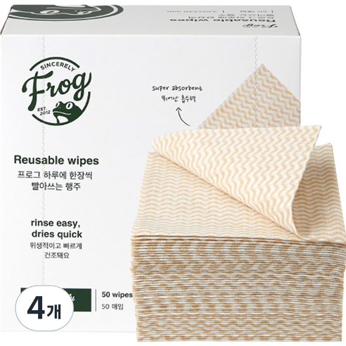 프로그 하루에 한장씩 빨아쓰는 행주, 50개입, 4개