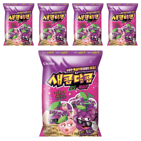 크라운 새콤달콤 포도복숭아, 200g, 5개