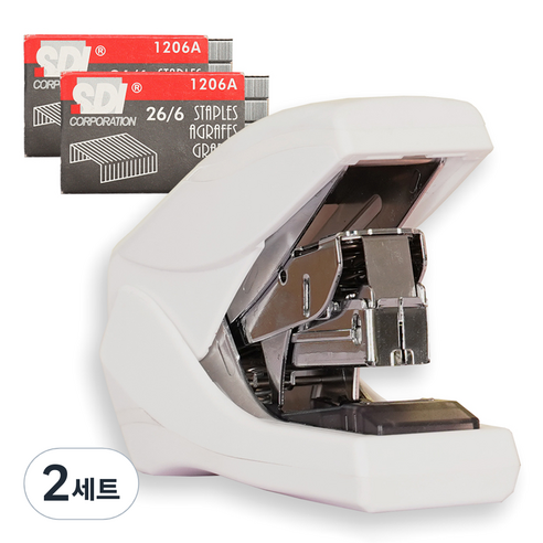 아날로그라이프 무중력 스테이플러 + 26/6호침 2p 세트, 화이트(스테이플러), 2세트