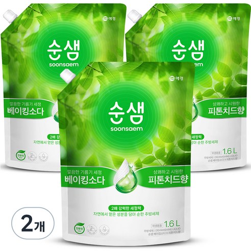순샘 베이킹소다 피톤치드 리필 세제, 1.6L, 6개