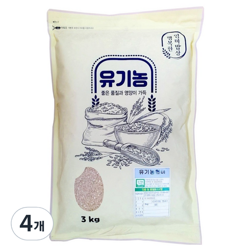 행복한엄마밥상 유기농 현미, 3kg, 4개