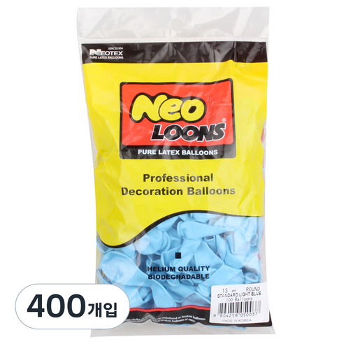 네오룬즈 13cm 라운드풍선, 스탠다드 라이트블루, 400개입