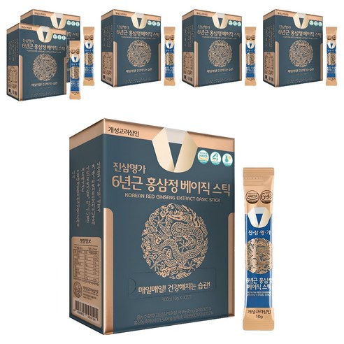 개성고려삼인 진삼명가 6년근 홍삼정 베이직 스틱, 300g, 6개