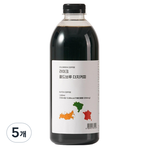 라이크커피 블랜딩 콜드브루 더치커피, 5개, 1L, 1개입