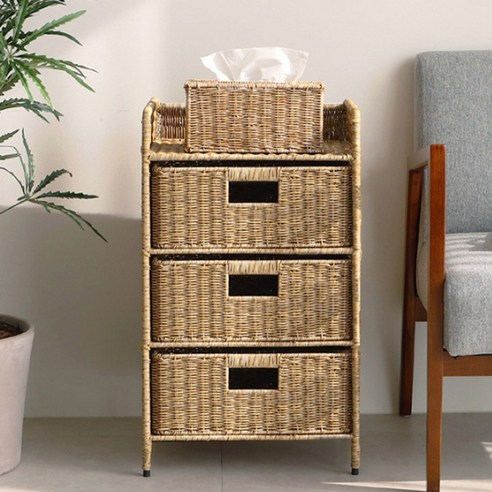 VER.2 데이지가든 라탄 선반형 3단 수납장: 당신의 공간에 불어넣는 보헤미안 감성 라탄수납장