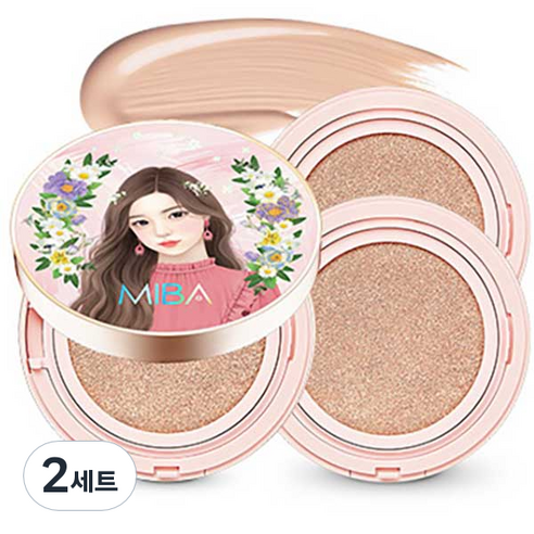 미바 왕쿠션 시즌2 대용량 25g 본품 + 25g 리필 2P, 21호 화사한피부, 2세트