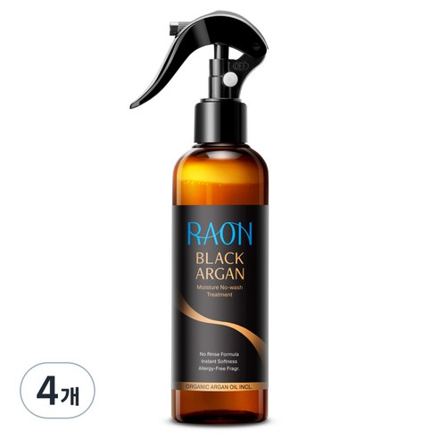 라온 블랙 아르간 모이스처 노워시 트리트먼트, 180ml, 4개