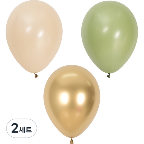 셈퍼텍스 풍선 3종 x 10p 세트 30cm, 화이트샌드, 유칼립투스, 리플렉스 골드, 2세트