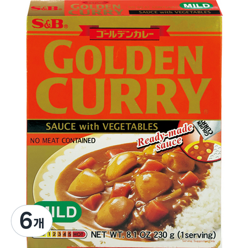 에스앤비 골든카레 소스 위드 베지터블 순한맛, 230g, 6개