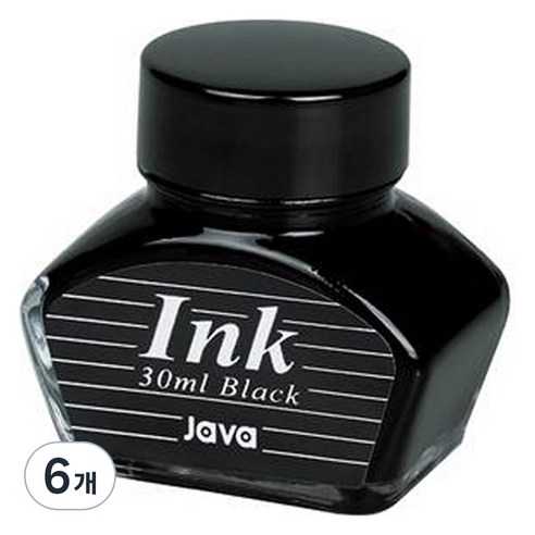 자바펜 만년필 병잉크 30ml, 6개, 흑색