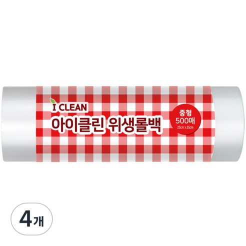 아이클린 위생롤백 중형 25 x 35 cm 500p, 중(M), 500개입, 4개