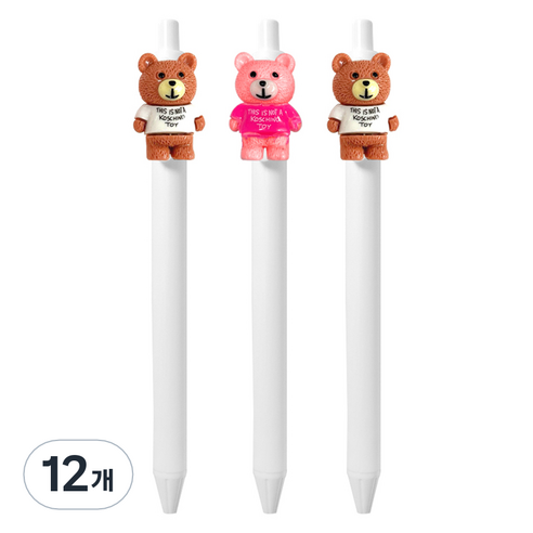 큐티 파츠 베어 젤펜 0.5mm, 랜덤발송, 12개