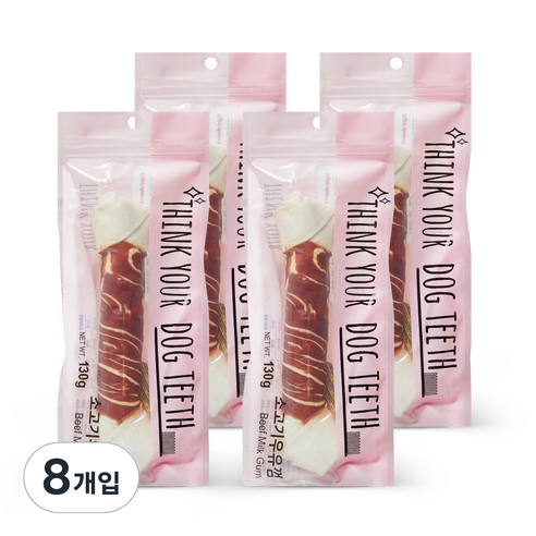 Think your dog teeth 딩고 오리우유 껌 130g, 소고기맛, 8개입