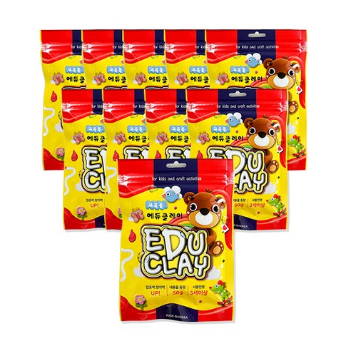 에듀 클레이 10p, 형광노랑, 50g, 1개