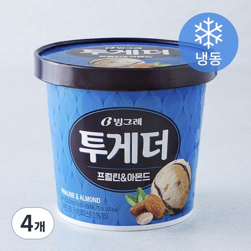 빙그레 투게더 프럴린 & 아몬드 (냉동), 710ml, 1개입, 4개