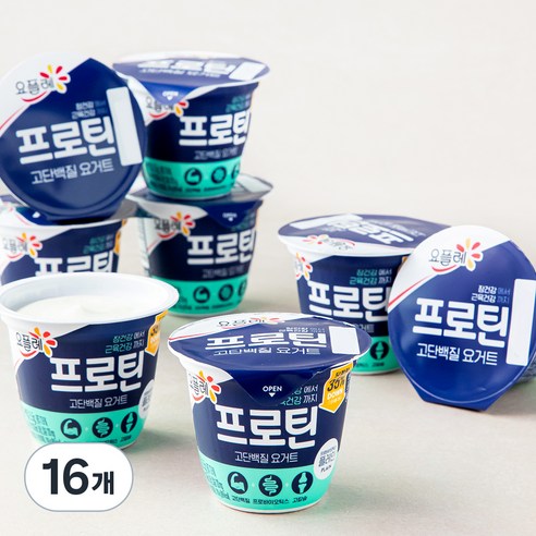 요플레 프로틴 플레인 떠먹는 요구르트, 100g, 16개