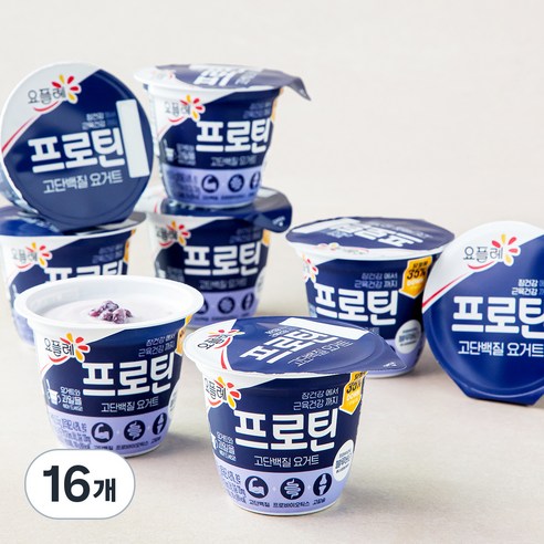 요플레 프로틴 블루베리 떠먹는 요구르트, 100g, 16개