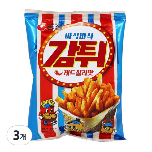 농심 감튀 레드칠리맛 과자, 60g, 3개