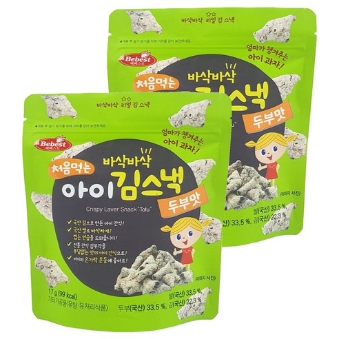베베스트 처음먹는 아이 김스낵, 두부맛, 17g, 2개