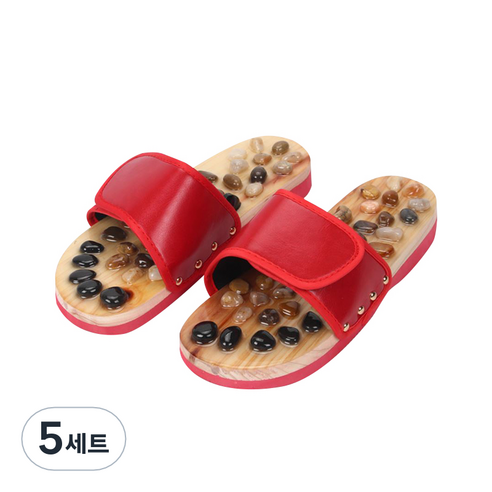 MAME 옥석지압슬리퍼 여성용 M, 5세트, 레드