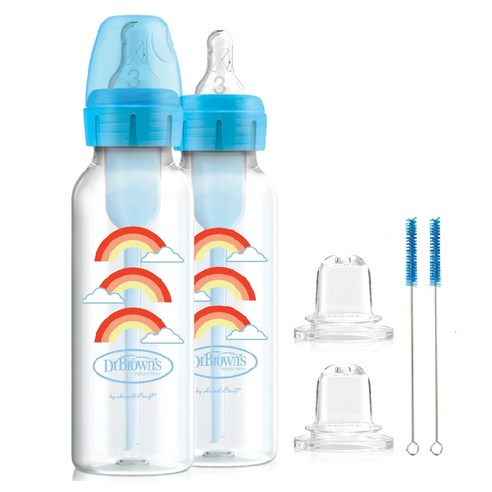 닥터브라운 옵션스 플러스 내로우 Sippy Wide 2in1 젖병 2세트, 3단계, 블루, 1개