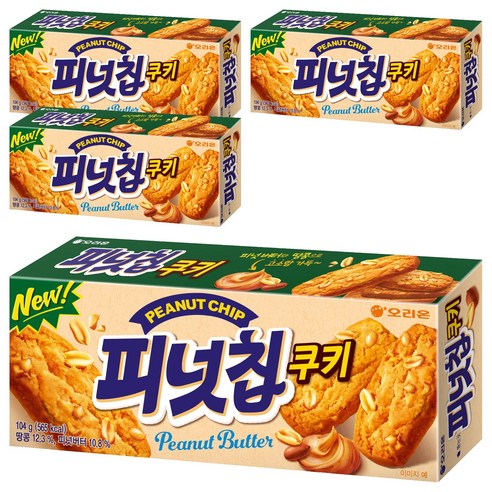 오리온 피넛칩쿠키, 104g, 4개