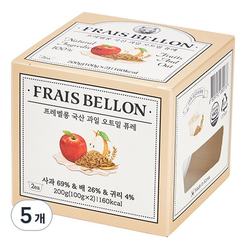프레벨롱 국산 과일오트밀 퓨레, 혼합맛(사과/배/귀리), 200g, 5개