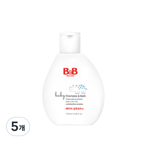 비앤비 베이비 샴푸 & 바스, 5개, 120ml