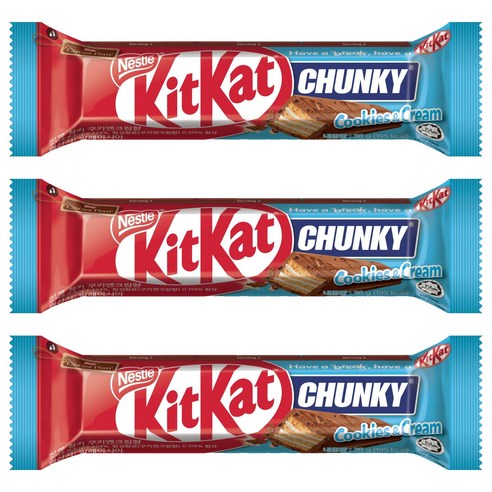 KitKat 청키 초콜릿 쿠키앤크림향, 38g, 3개