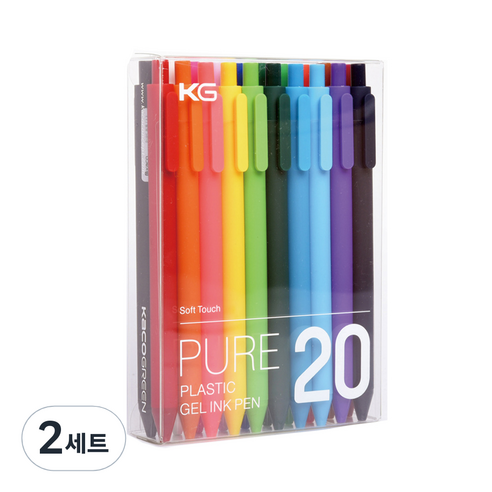 KACO PURE 소프트 젤펜 0.5mm 20p, 혼합 색상, 2세트