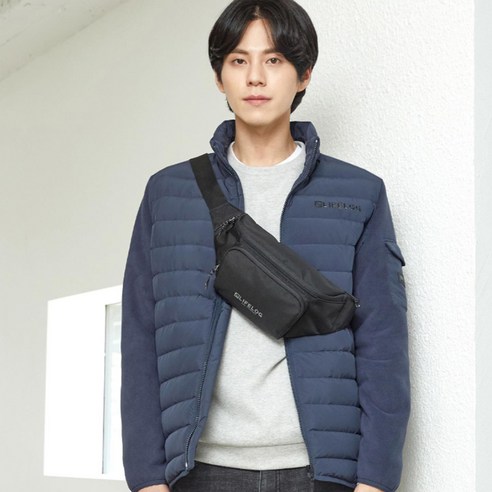 라이프로그 남성용 가로 심리스 하이넥 하이브리드형 경량다운 MSLWLA81