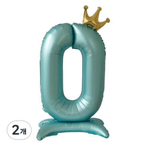 세컨드베스트 크라운 스탠딩 숫자 파티풍선 100cm, 블루 숫자 0, 2개