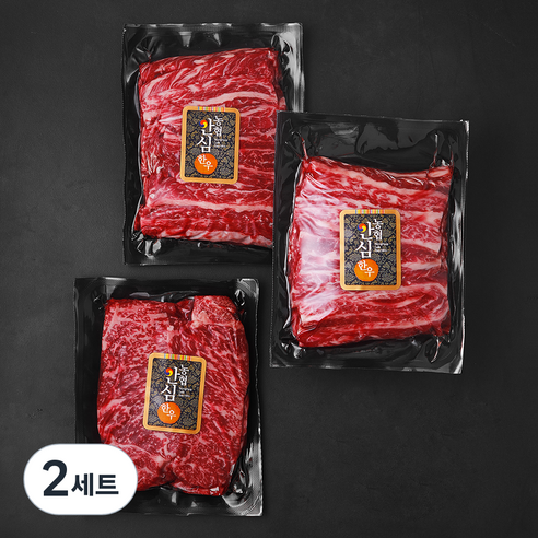 농협안심한우 구이딱조은 갈비살 1++등급 200g x 2개 + 채끝 1++등급 200g 세트 (냉장), 2세트