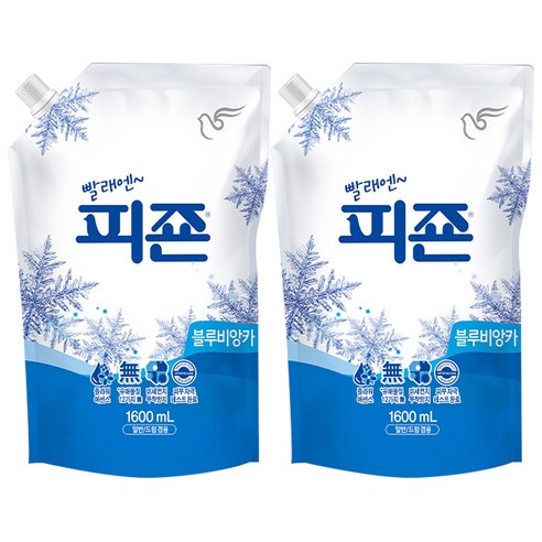 피죤 레귤러 섬유유연제 블루비앙카 리필, 1.6L, 2개