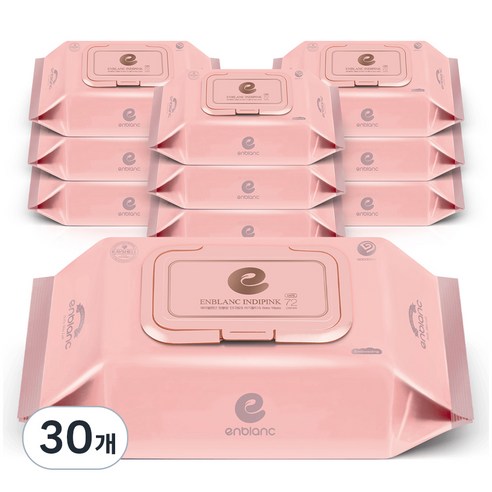 앙블랑 세이프 인디핑크 아기 물티슈 캡형 63gsm, 72매, 30개