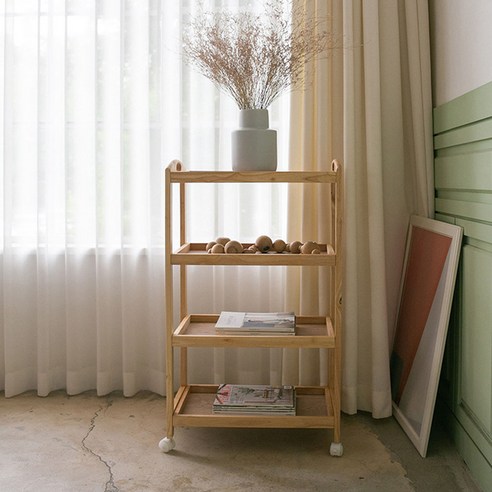 공간을 스타일리시하게, 리빙숲 이동식 트롤리 4단으로 완성하는 나만의 감성 우드트롤리