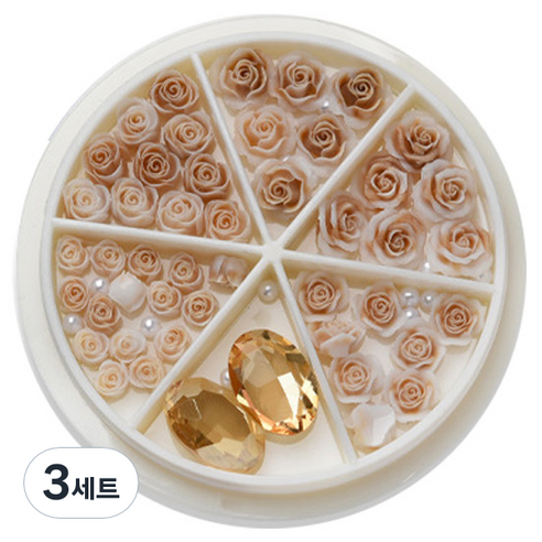 플라워 믹스스톤 네일파츠 세트 KN-P107, 혼합색상(KN-P1078), 3세트