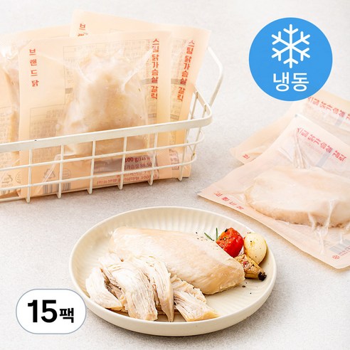 브랜드닭 스팀 닭가슴살 갈릭 (냉동), 15팩, 100g