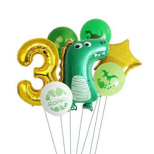 이모쿠비 생일파티 숫자풍선세트, 공룡 3, 1세트
