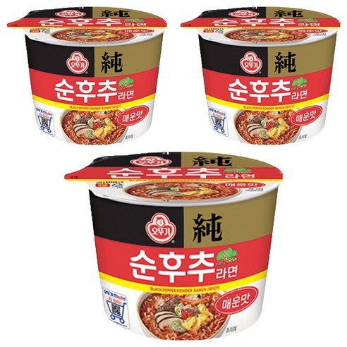 오뚜기 순후추 라면 매운맛 105g, 3개