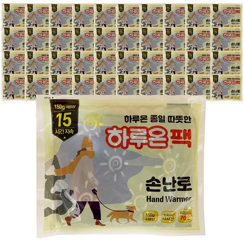 GL 하루온팩 대용량 손난로형 핫팩 150g, 40개