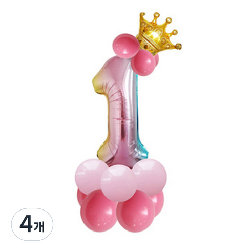 윰스 크라운 스탠드 DIY숫자풍선 115cm, 숫자1, 4개
