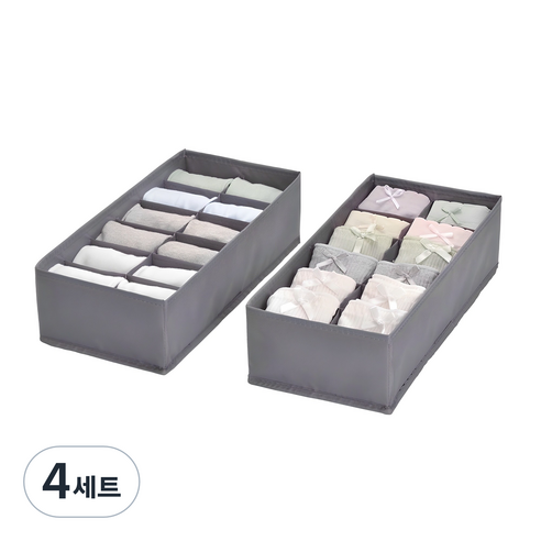 코멧 홈 프리미엄 속옷정리함 12칸 2개입, 그레이, 4세트