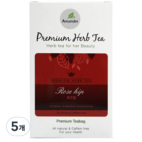 아름드레 프리미엄 화이트 로즈힙 허브티, 1.1g, 20개입, 5개