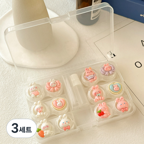 특별한상점 요일별 6개 귀여운 콘택트렌즈 케이스 흡착봉 집게 세트, B, 3세트