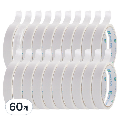 MINGIX 애드라이프 손으로 찢어 쓰는 반투명 양면테이프 15mm x 7m, 60개