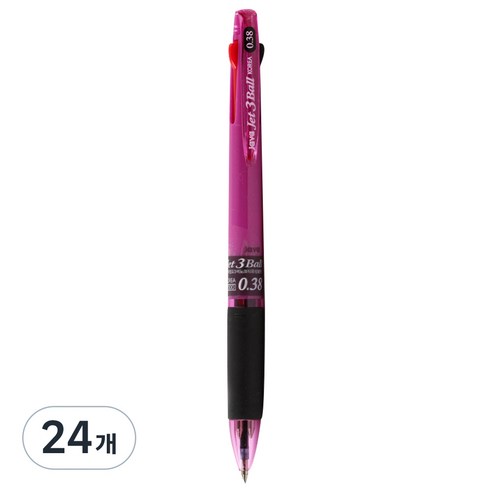 자바펜 초저점도 유성 3색볼펜 제트3볼 0.38mm, 퍼플, 24개