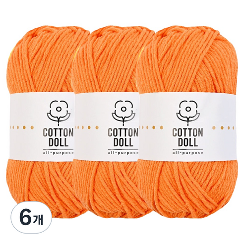 니뜨 코튼돌 뜨개실 50g, 6개, 7오렌지
