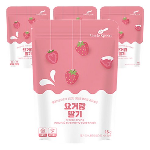리틀스푼 동결건조 요거트 스낵 요거랑 딸기, 딸기맛, 16g, 4개