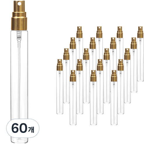 알루미늄캡 스프레이 용기 10ml, 60개, 투명(용기) + 골드(캡)